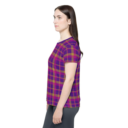 Yellow + Magenta Plaid Women's Athletic Shirt