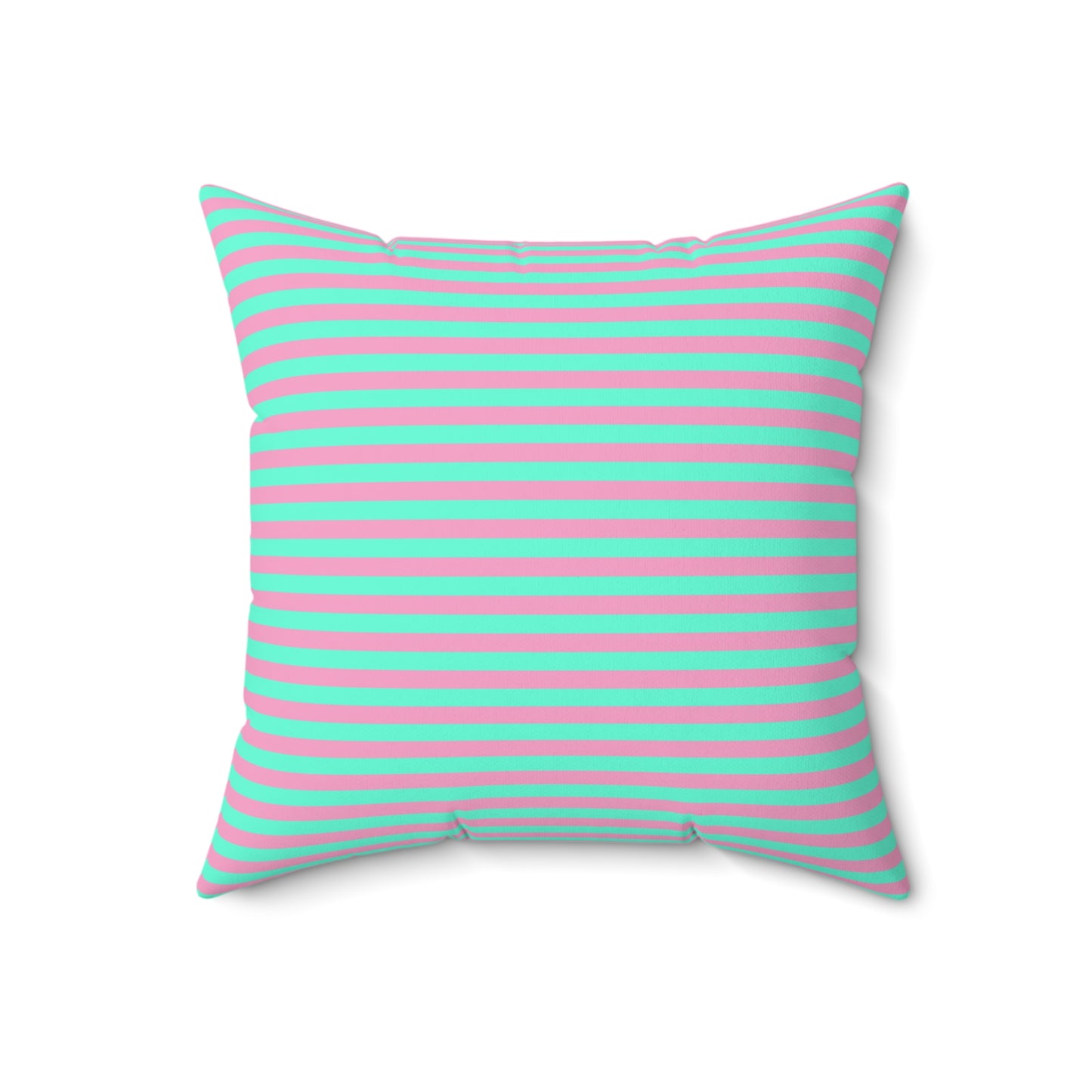 Pink + Teal Striped Faux Suede Throw Pillow