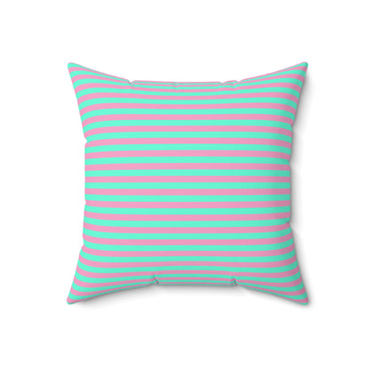 Pink + Teal Striped Faux Suede Throw Pillow