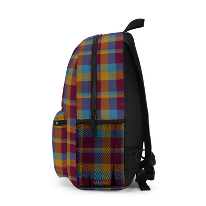 Mustard + Plum Plaid Water-Resistant School Backpack