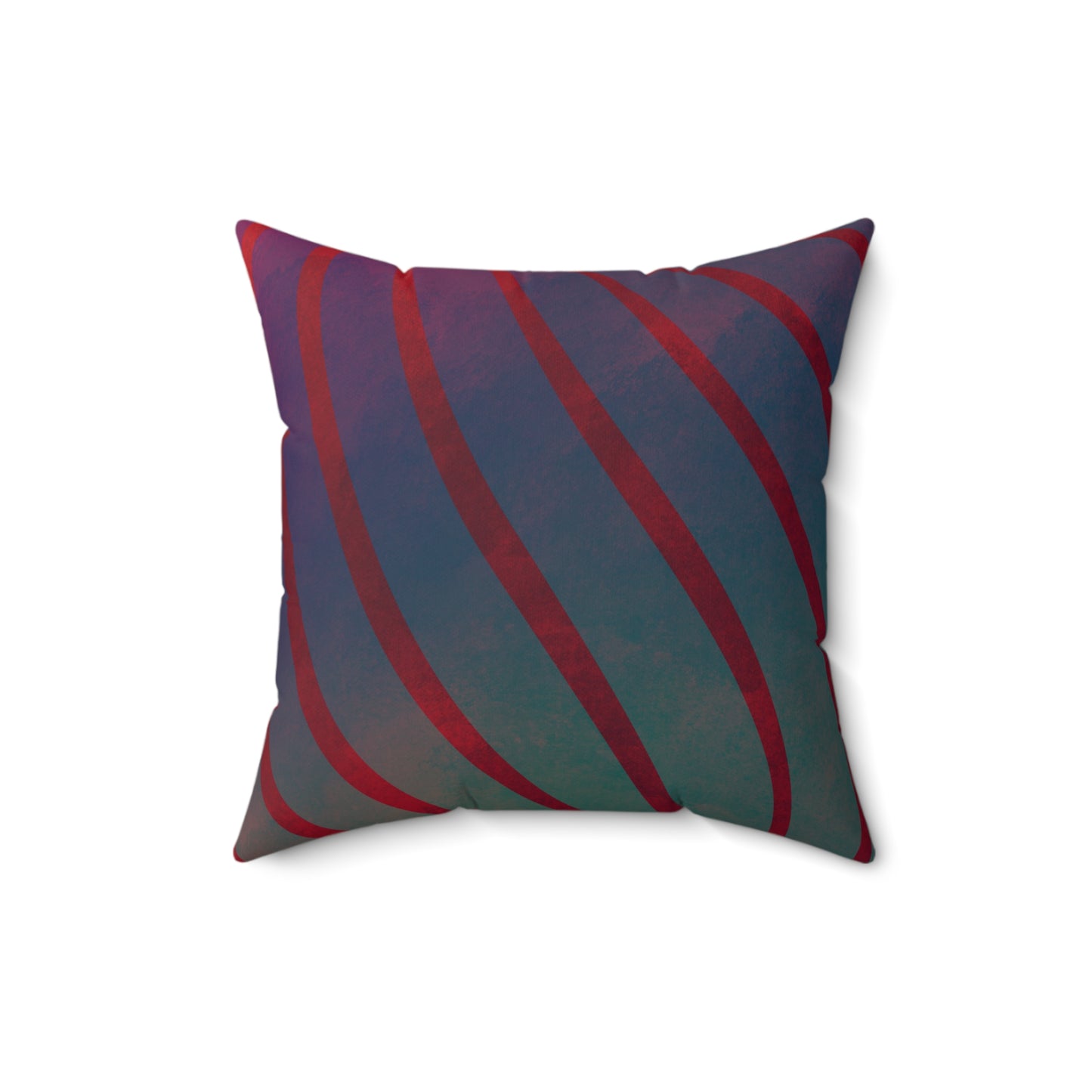 Red + Teal Illusion Wave Stripes Faux Suede Throw Pillow