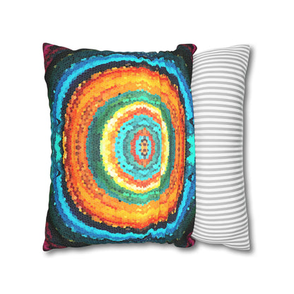 Pixel Mosaic Teal Orange Faux Suede Throw Pillow Case (multi sizes)