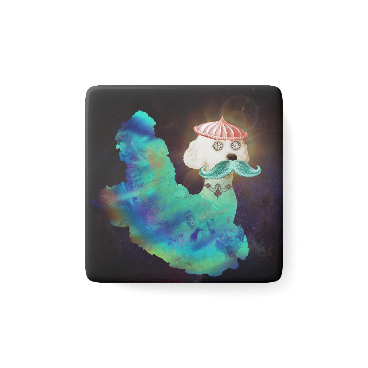 Surreal Astro Dog of Time Porcelain Magnet