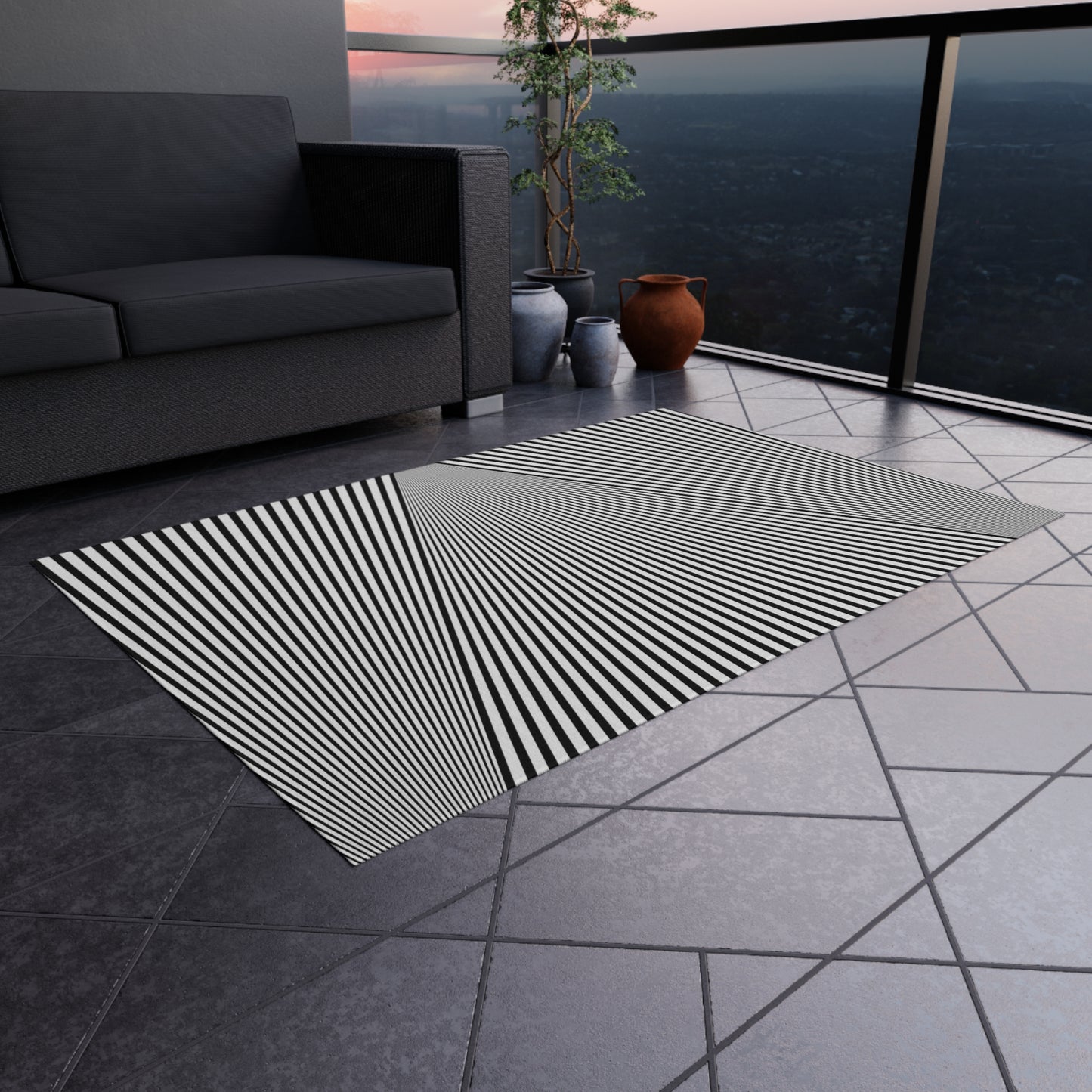 Hypnotic Stripes Outdoor Rug