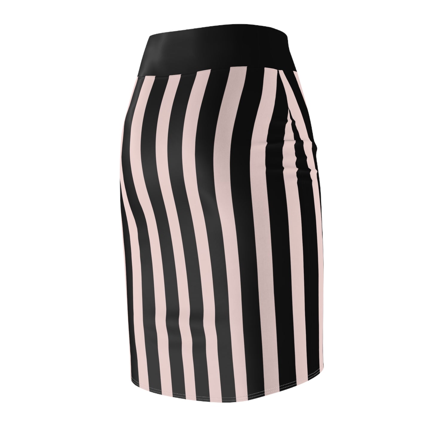 Gently Pink + Black Striped Women's Pencil Skirt