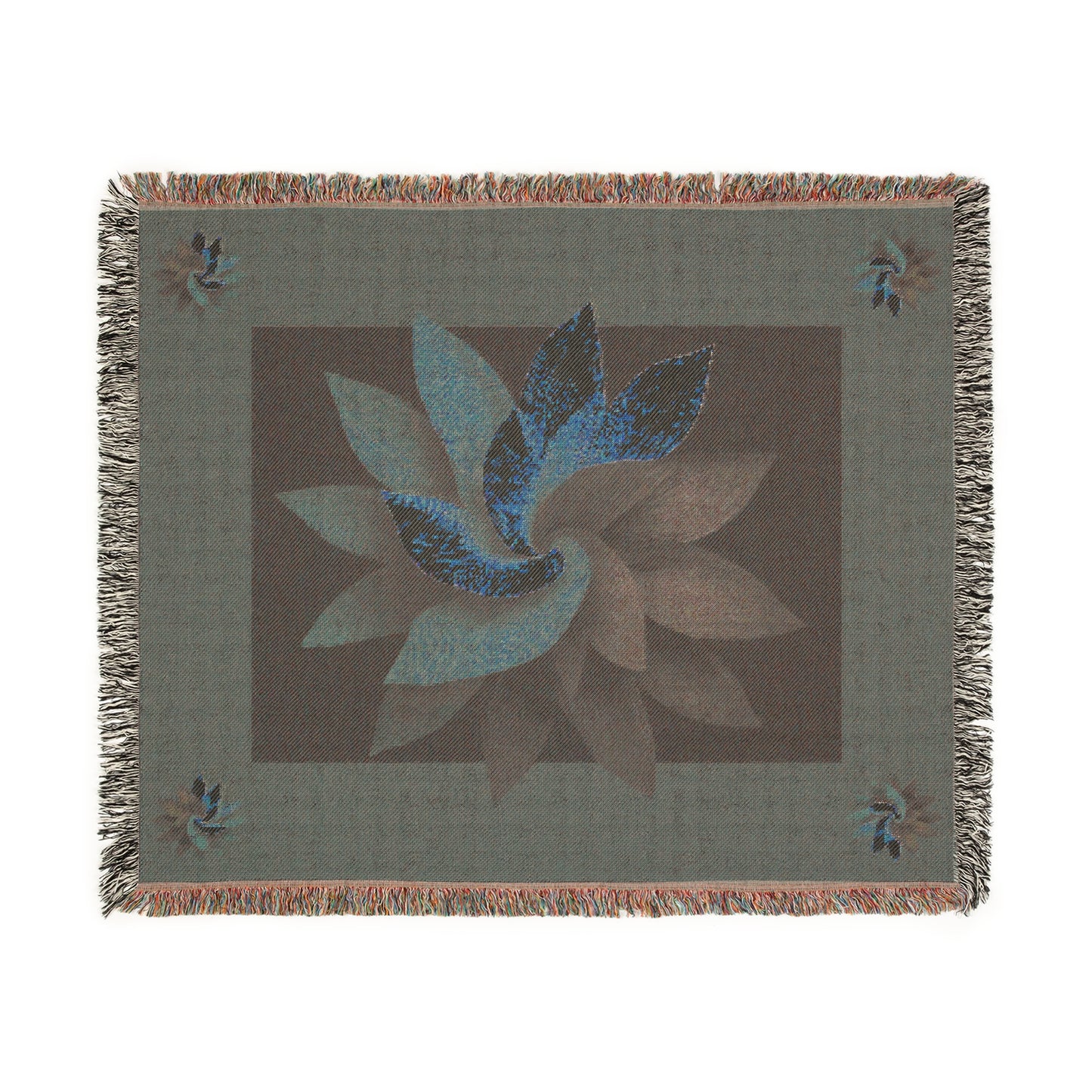 Red Blue Twisty Flower 100% Cotton Woven Blanket (3 sizes)