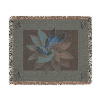 Red Blue Twisty Flower 100% Cotton Woven Blanket (3 sizes)