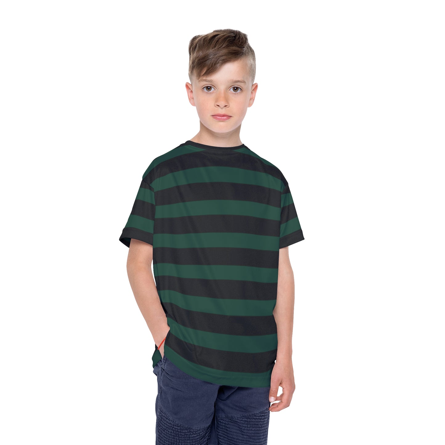 Green + Black Stripes Kids' Poly Tee