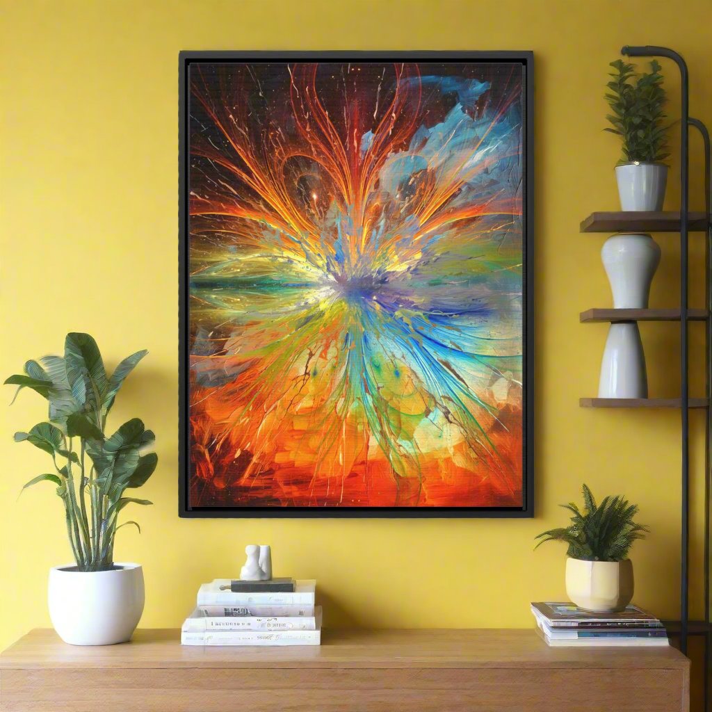 Cosmic Clockworks Abstract Framed Canvas Print