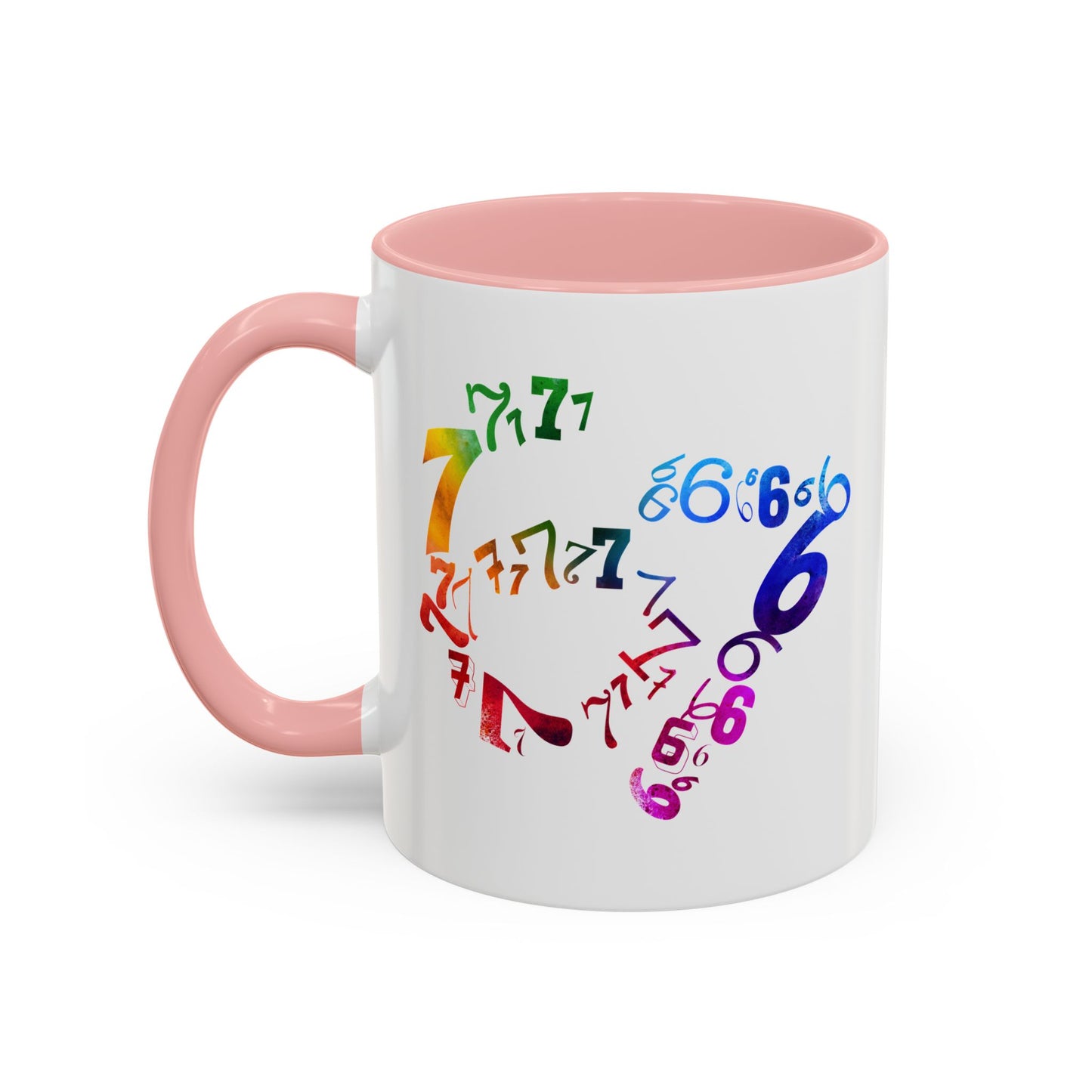 6-7 Meme Illusion Colorful Handle Ceramic Mug (11, 15oz)