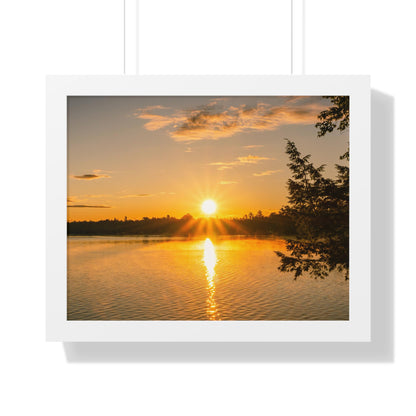 Summer Sunrise Over A Maine Lake Framed Matte Print