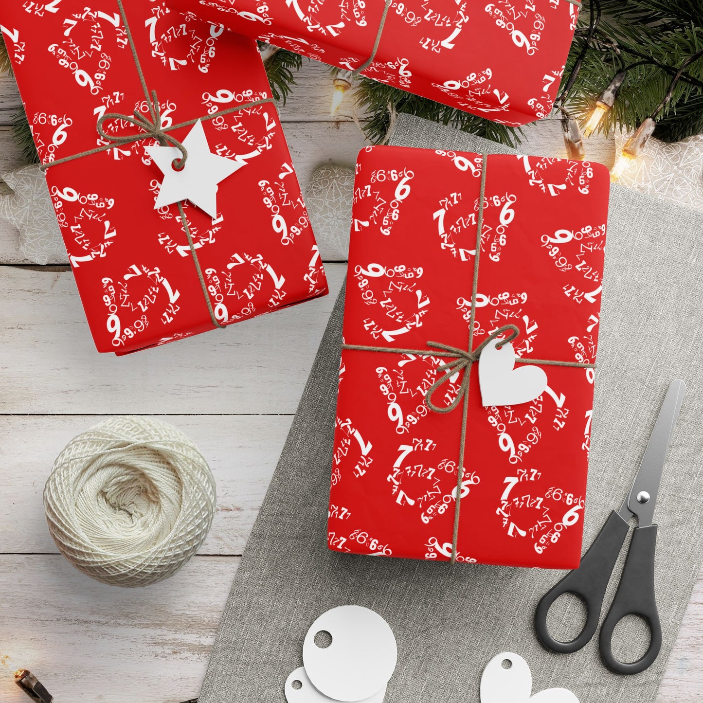 6-7 Meme Illusion Red + White Wrapping Paper Roll (3 sizes)