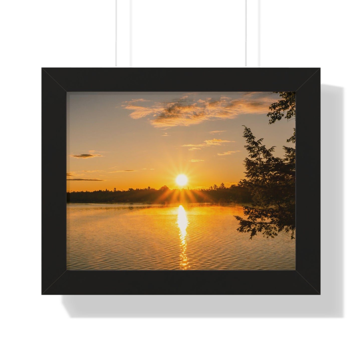 Summer Sunrise Over A Maine Lake Framed Matte Print