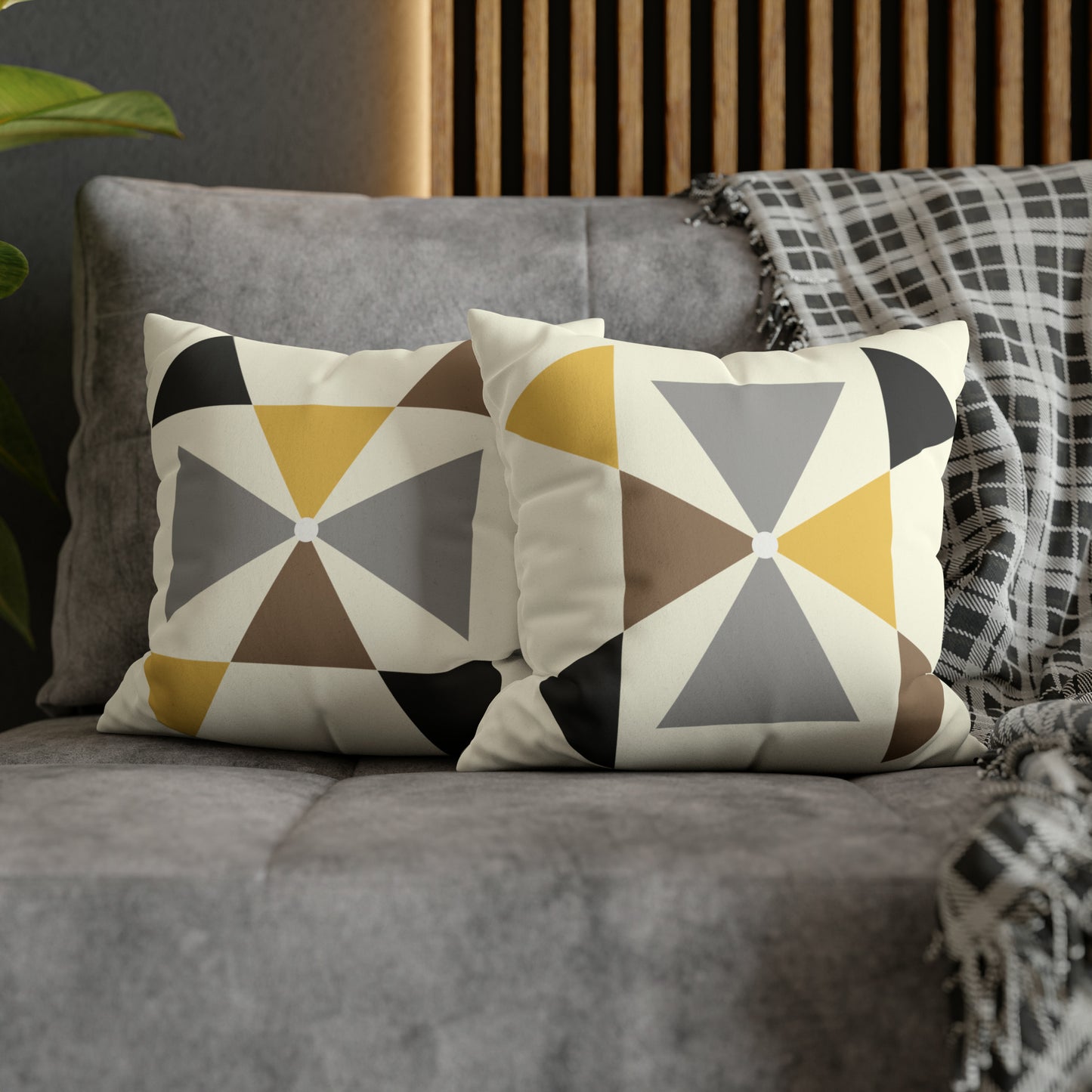 Geometric Triangle Design Faux Suede Throw Pillow Case (multi sizes)