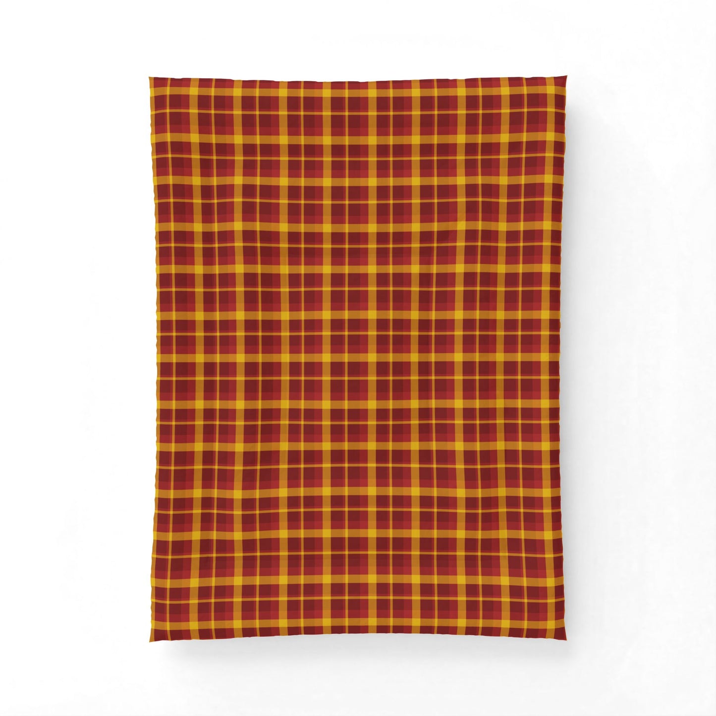 Gold + Red Plaid 100% Cotton Comforter