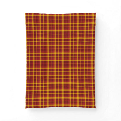 Gold + Red Plaid 100% Cotton Comforter