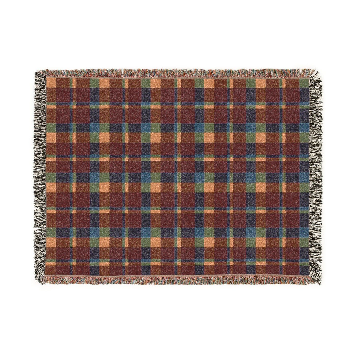 Warm Color Blocks 100% Cotton Woven Blanket (3 sizes) | Made In USA