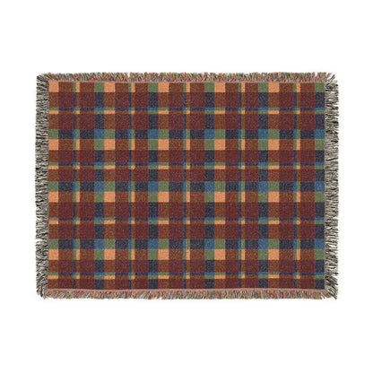 Warm Color Blocks 100% Cotton Woven Blanket (3 sizes) | Made In USA