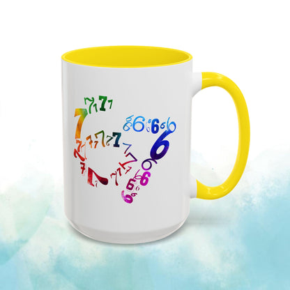 6-7 Meme Illusion Colorful Handle Ceramic Mug (11, 15oz)
