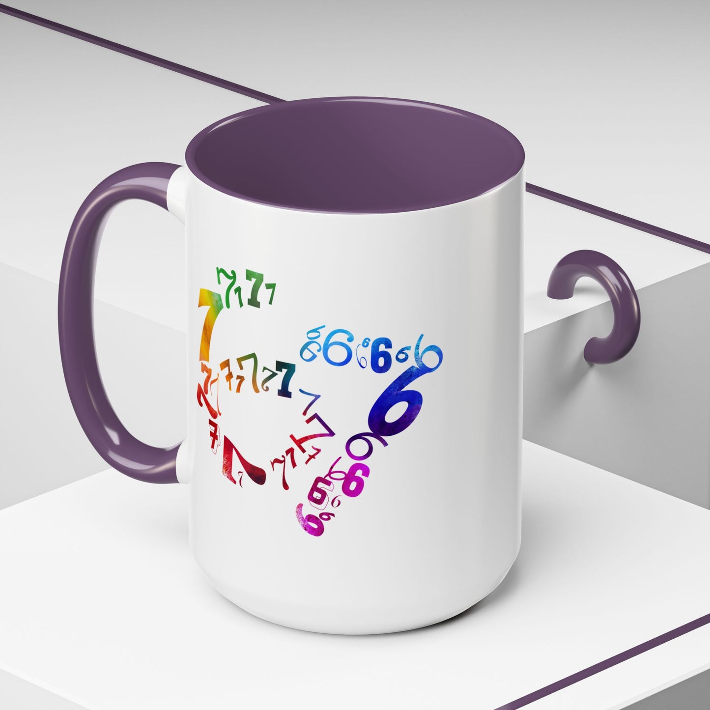 6-7 Meme Illusion Colorful Handle Ceramic Mug (11, 15oz)