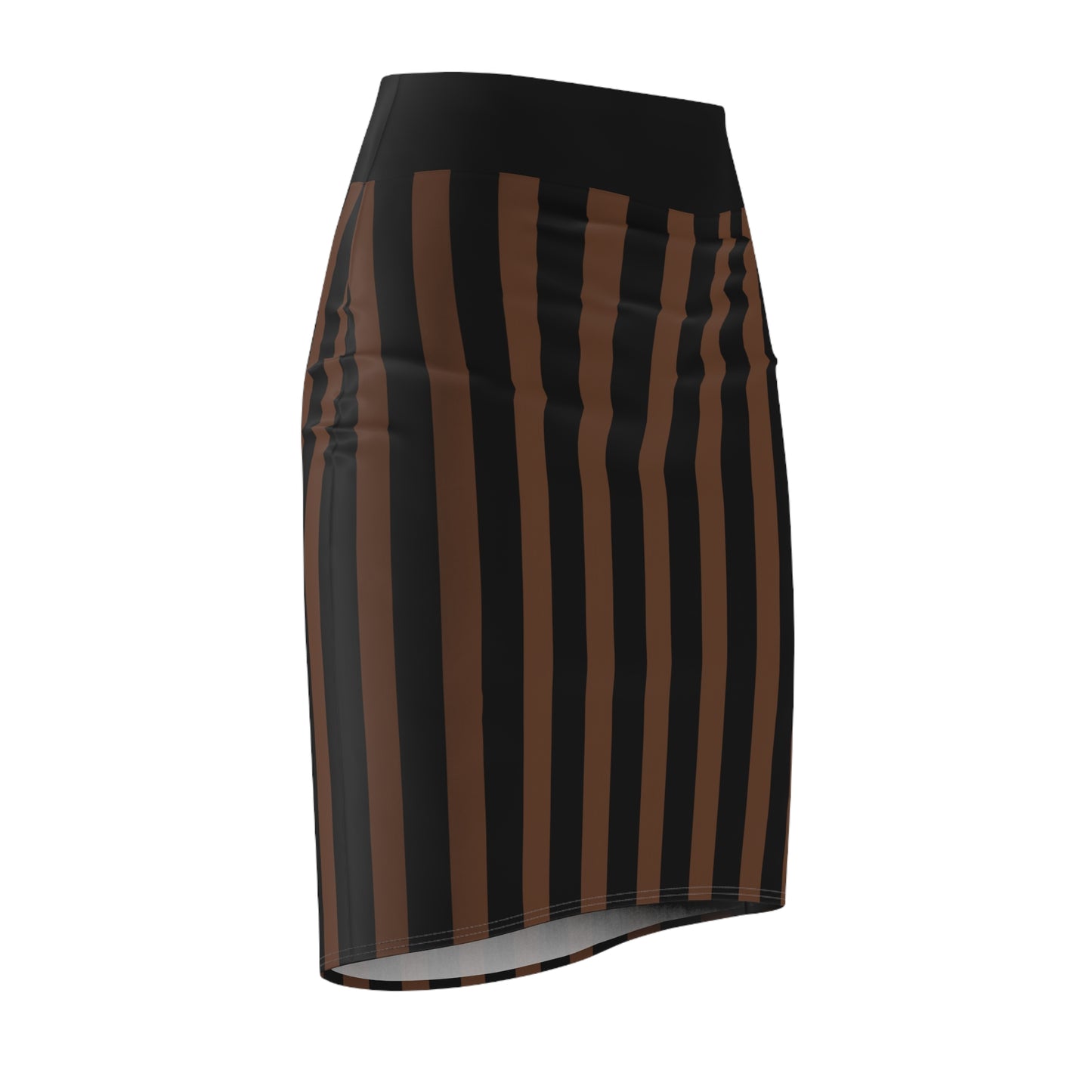 Brown + Black Striped Women's Pencil Skirt