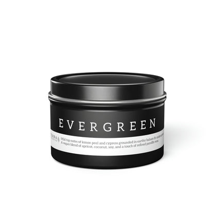 Evergreen Scented Candle in Minimalist Black Steel Tin (2 sizes)