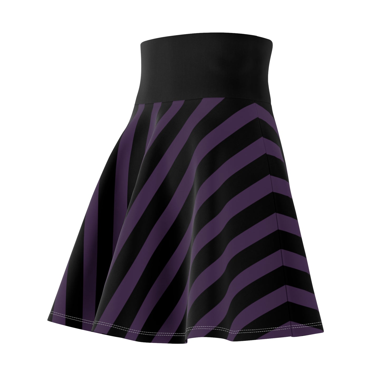 Purple + Black Striped Women's Flowy Skirt