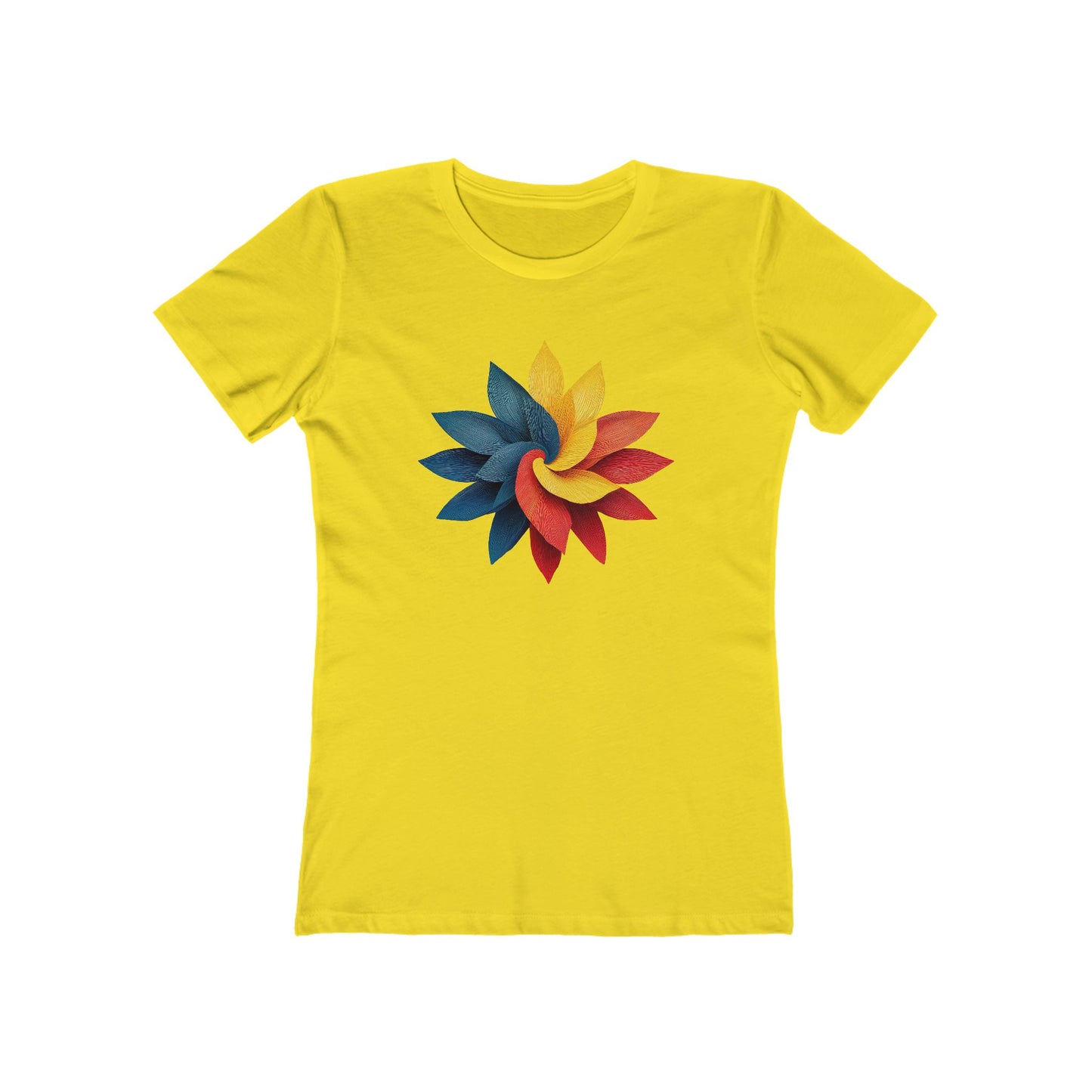 Red Blue Twisty Flower Slim Fit Women's 100% Cotton T-shirt (multicolors)