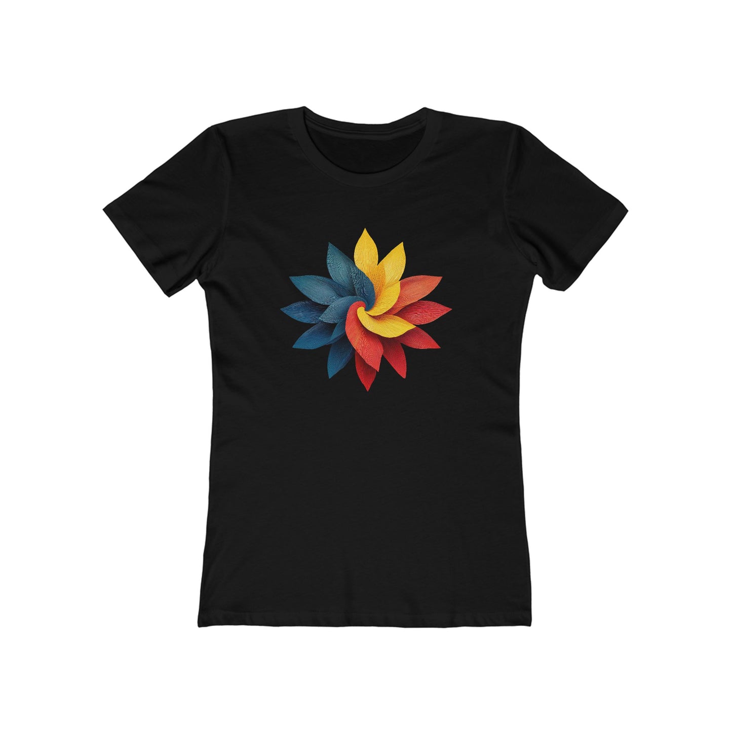 Red Blue Twisty Flower Slim Fit Women's 100% Cotton T-shirt (multicolors)