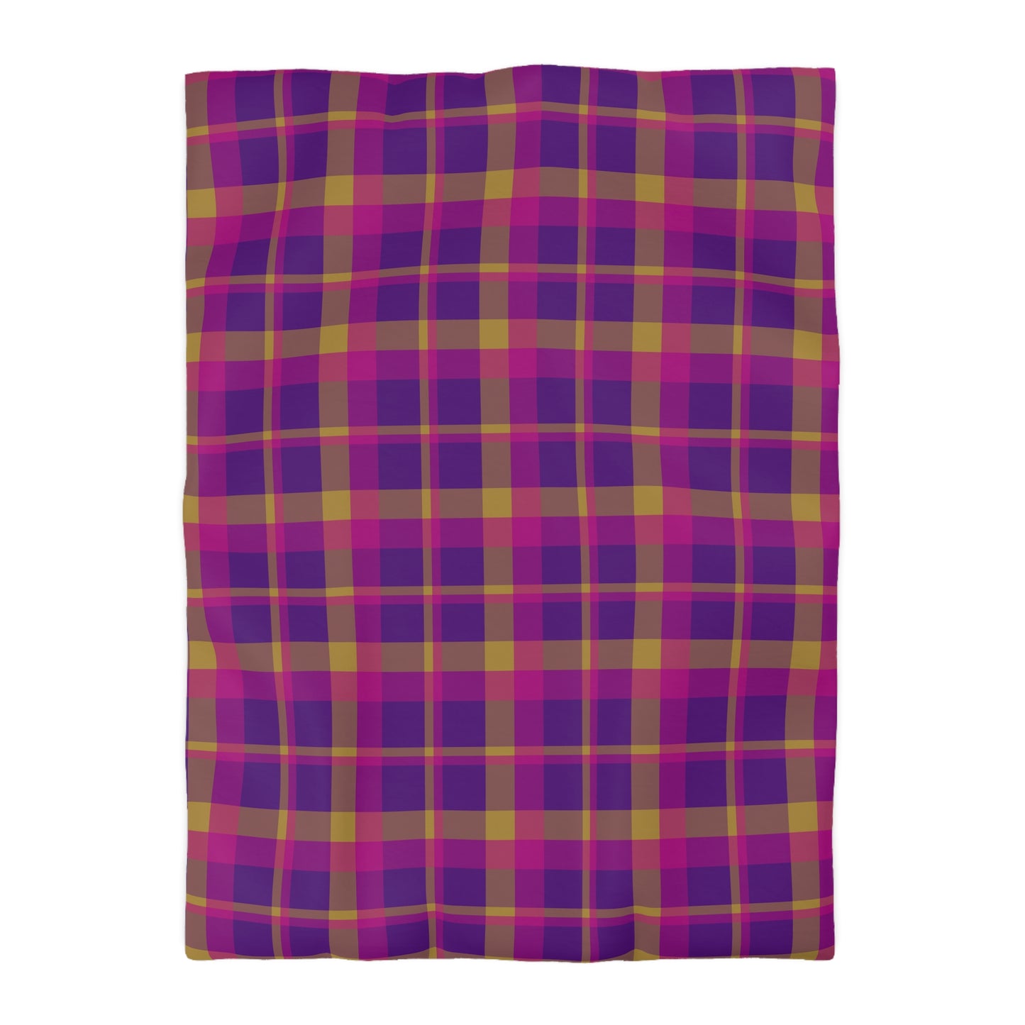 Yellow + Magenta Plaid Woven Duvet Cover