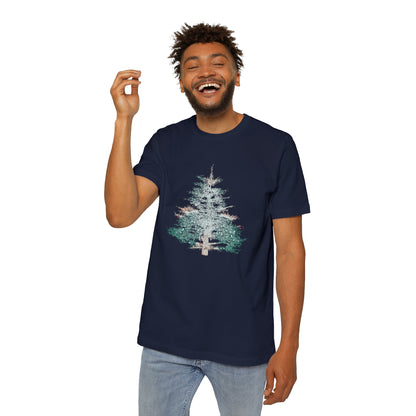 Painted Pine Tree Men's T-Shirt, Made in USA