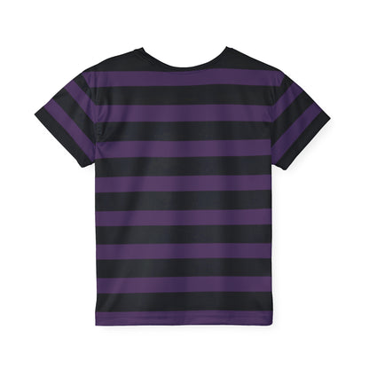 Purple + Black Stripes Kids' Poly Tee