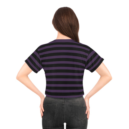 Purple + Black Stripes Cropped Tee