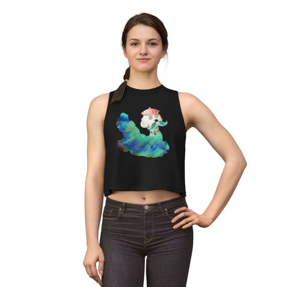 Surreal Astro Dog of Time Women's Crop Tank Top | Graphic Crop Top | S–2XL | Terra Conserva