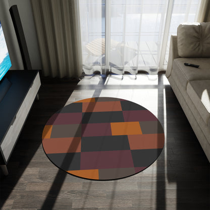 Geometric Autumn Colors Round Rug