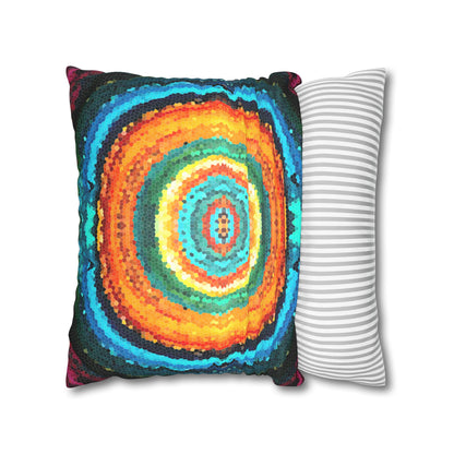 Pixel Mosaic Teal Orange Faux Suede Throw Pillow Case (multi sizes)
