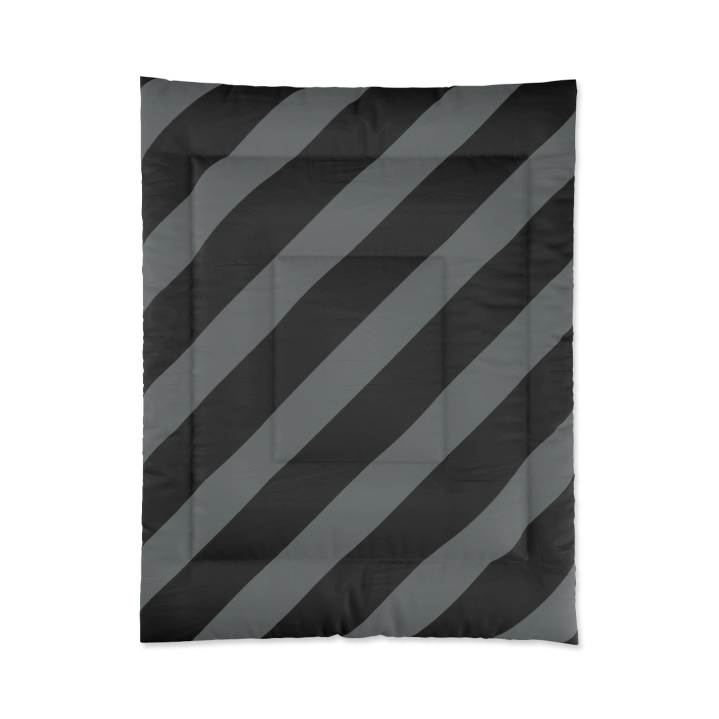 Diagonal Black + Gray Stripe Comforter