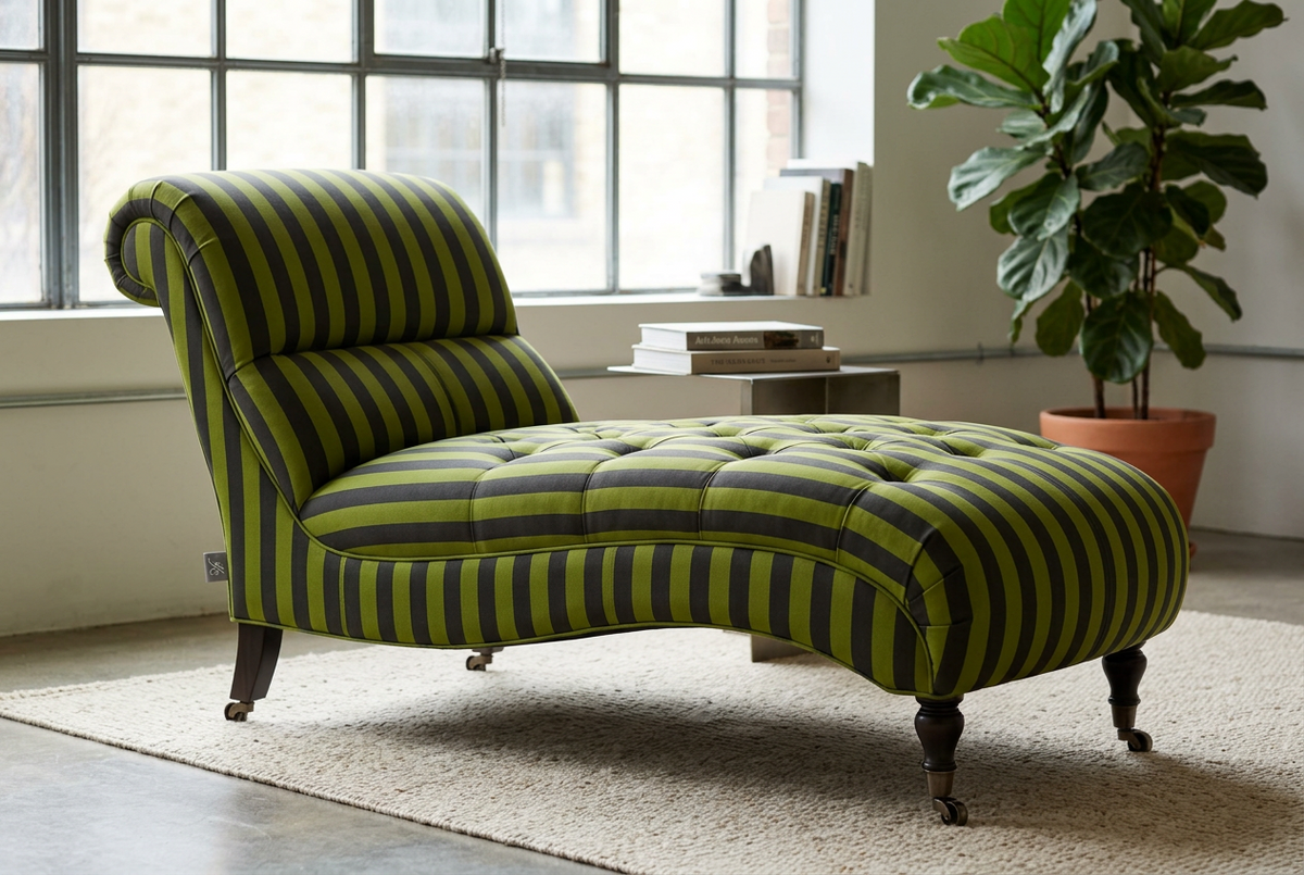 Avocado Green Stripes 100% Cotton Twill Fabric