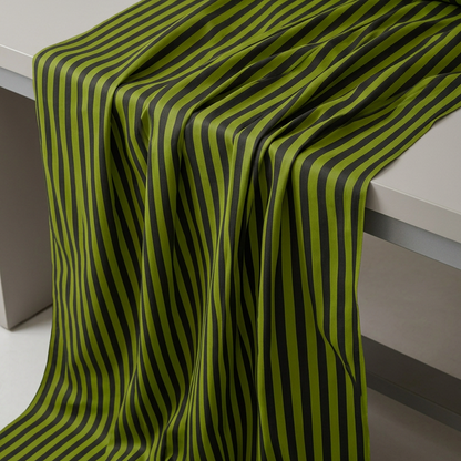 Avocado Green Stripes 100% Cotton Twill Fabric
