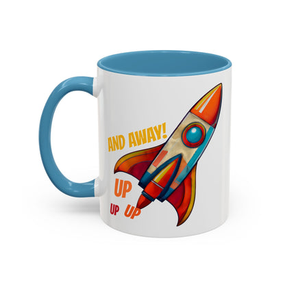 Rocket Ship Liftoff Colorful Ceramic Mug (11, 15oz)