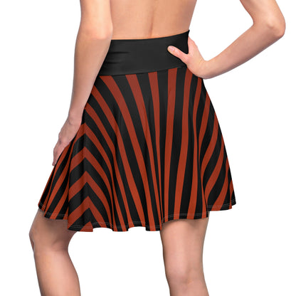 Earthy Red + Black Striped Women's Flowy Skirt