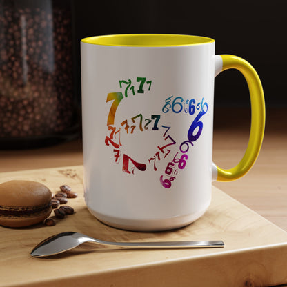 6-7 Meme Illusion Colorful Handle Ceramic Mug (11, 15oz)