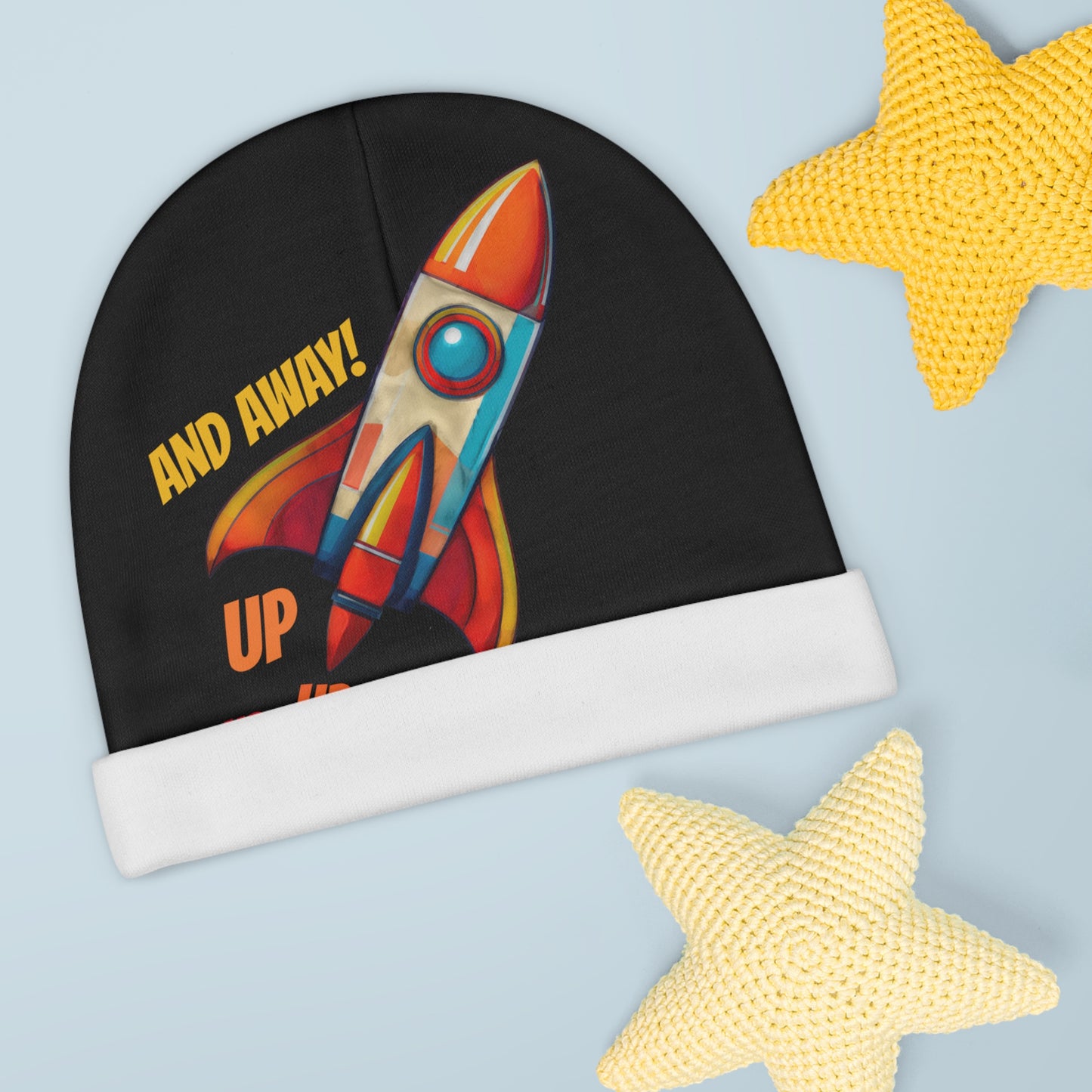 Rocket Ship Liftoff Baby Beanie