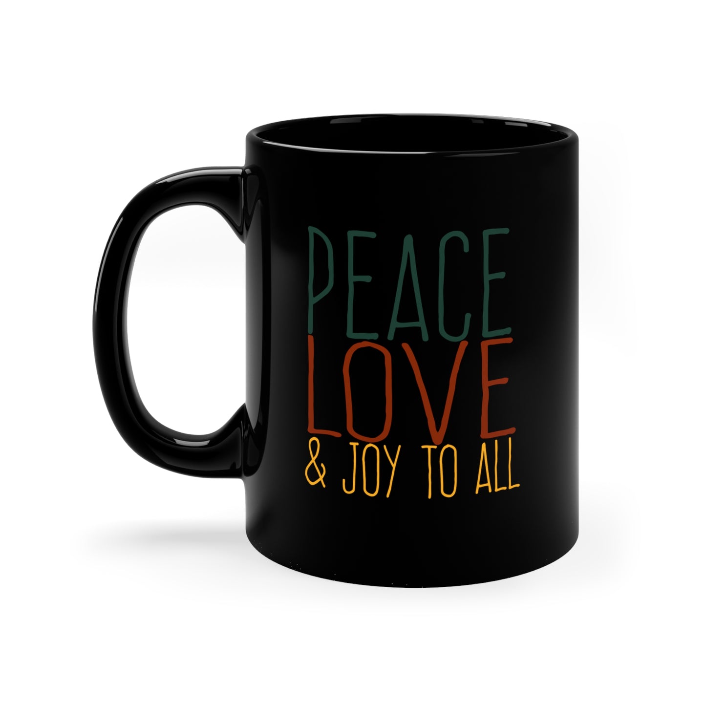 Peace, Love & Joy 11oz Black Mug