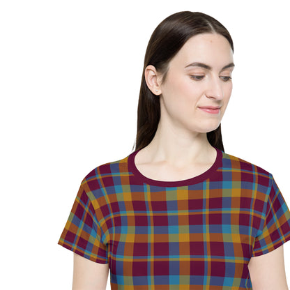 Mustard + Plum Plaid Women's Athletic T-Shirt