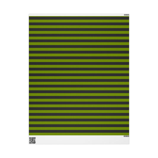 Avocado Green Striped Wrapping Paper Roll (3 sizes)