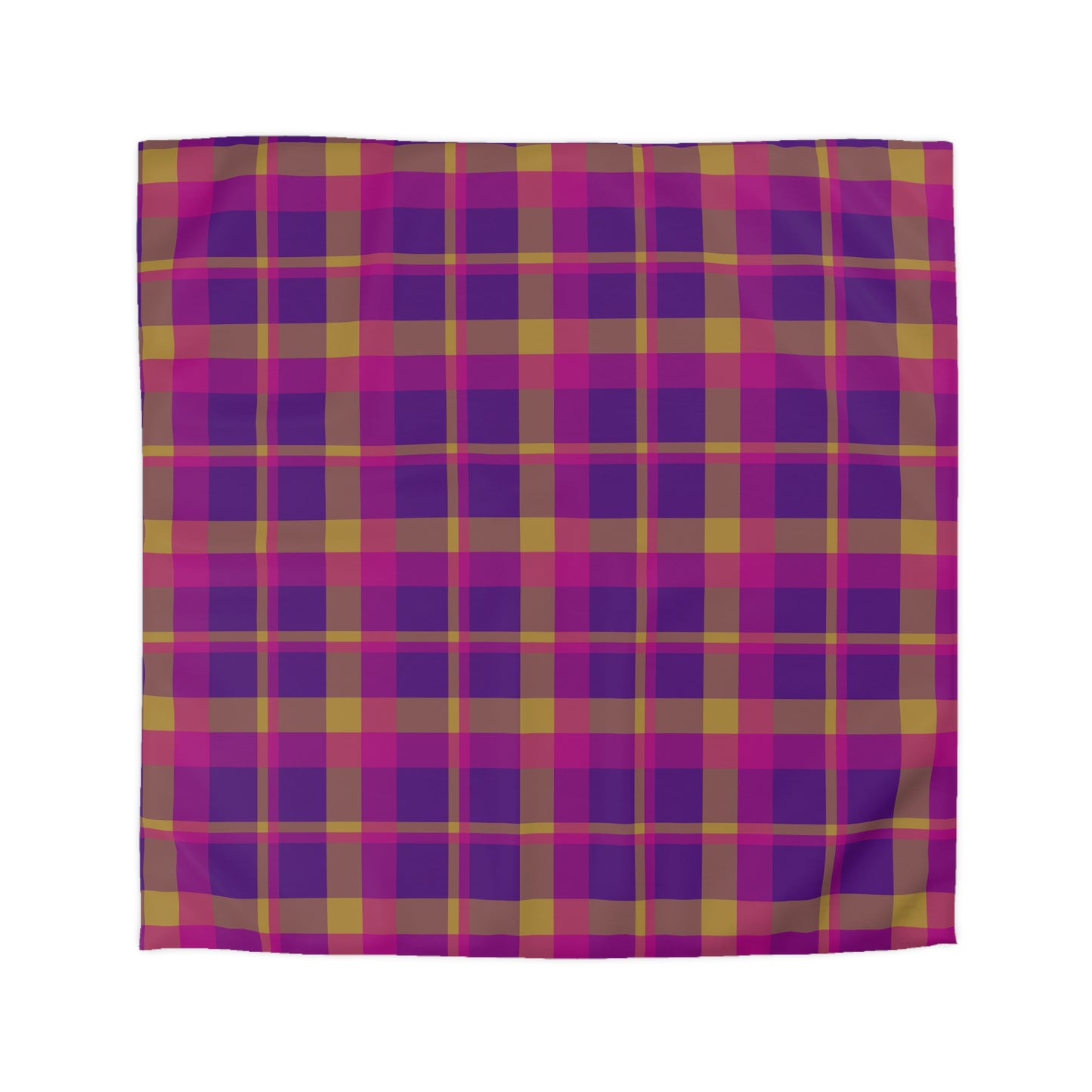 Yellow + Magenta Plaid Woven Duvet Cover