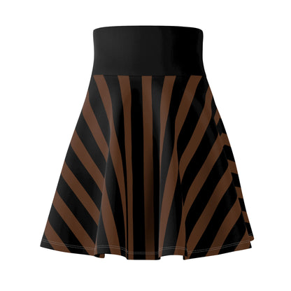 Brown + Black Striped Women's Flowy Skirt