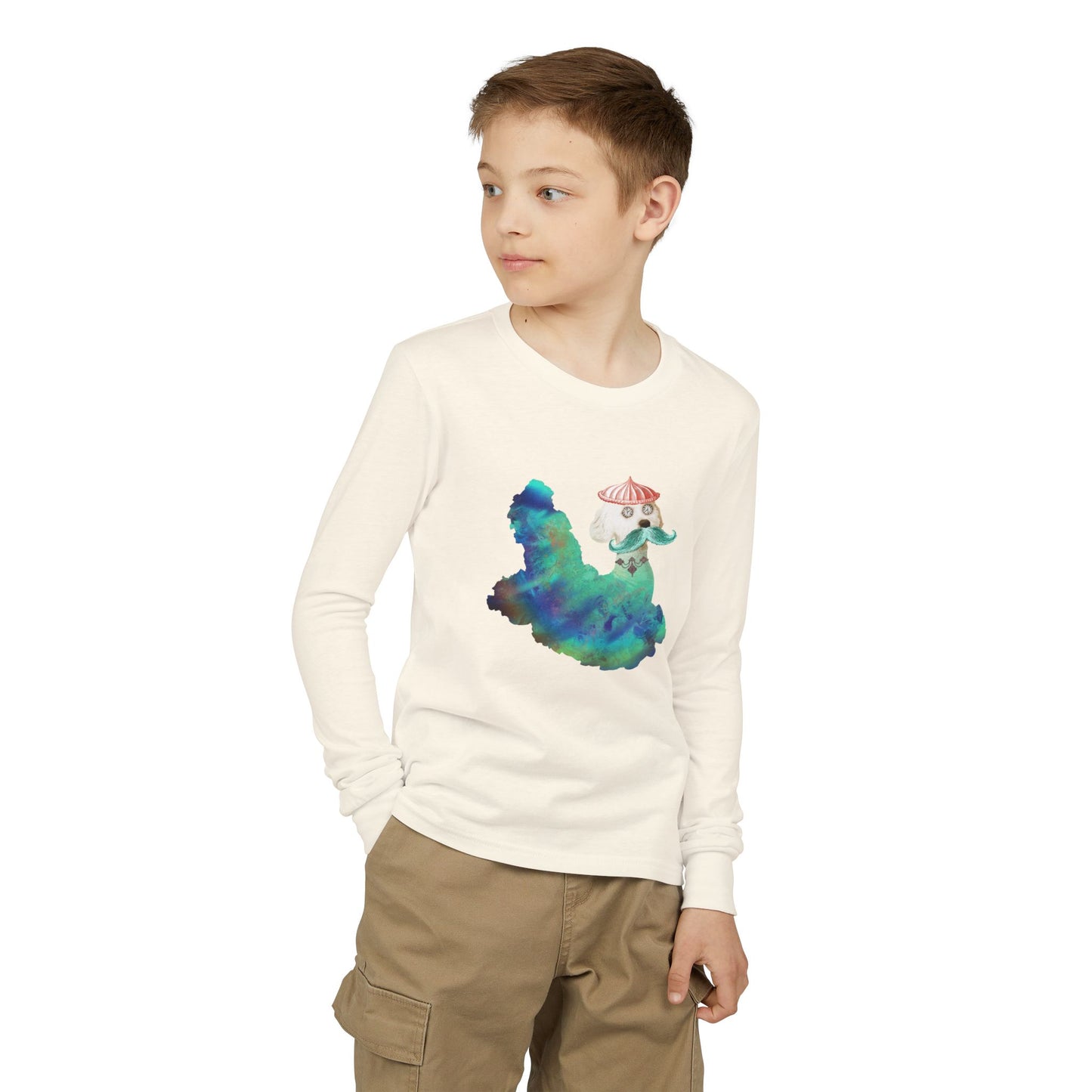 Surreal Astro Dog of Time Kids' Long Sleeve | Graphic Art Shirt | Terra Conserva