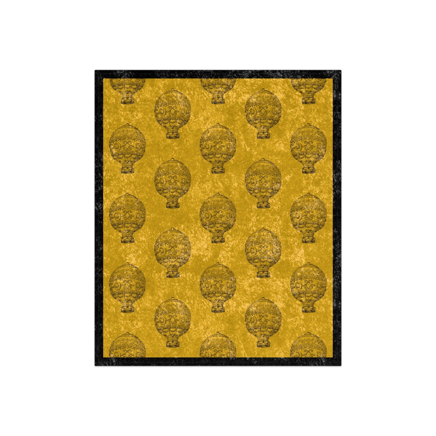 Golden Vintage Hot Air Balloon Crushed Velvet Blanket